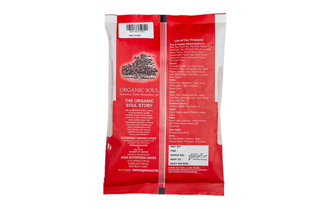 Organic Soul Organic Ragi (Finger Millet) Flour   Pack  500 grams